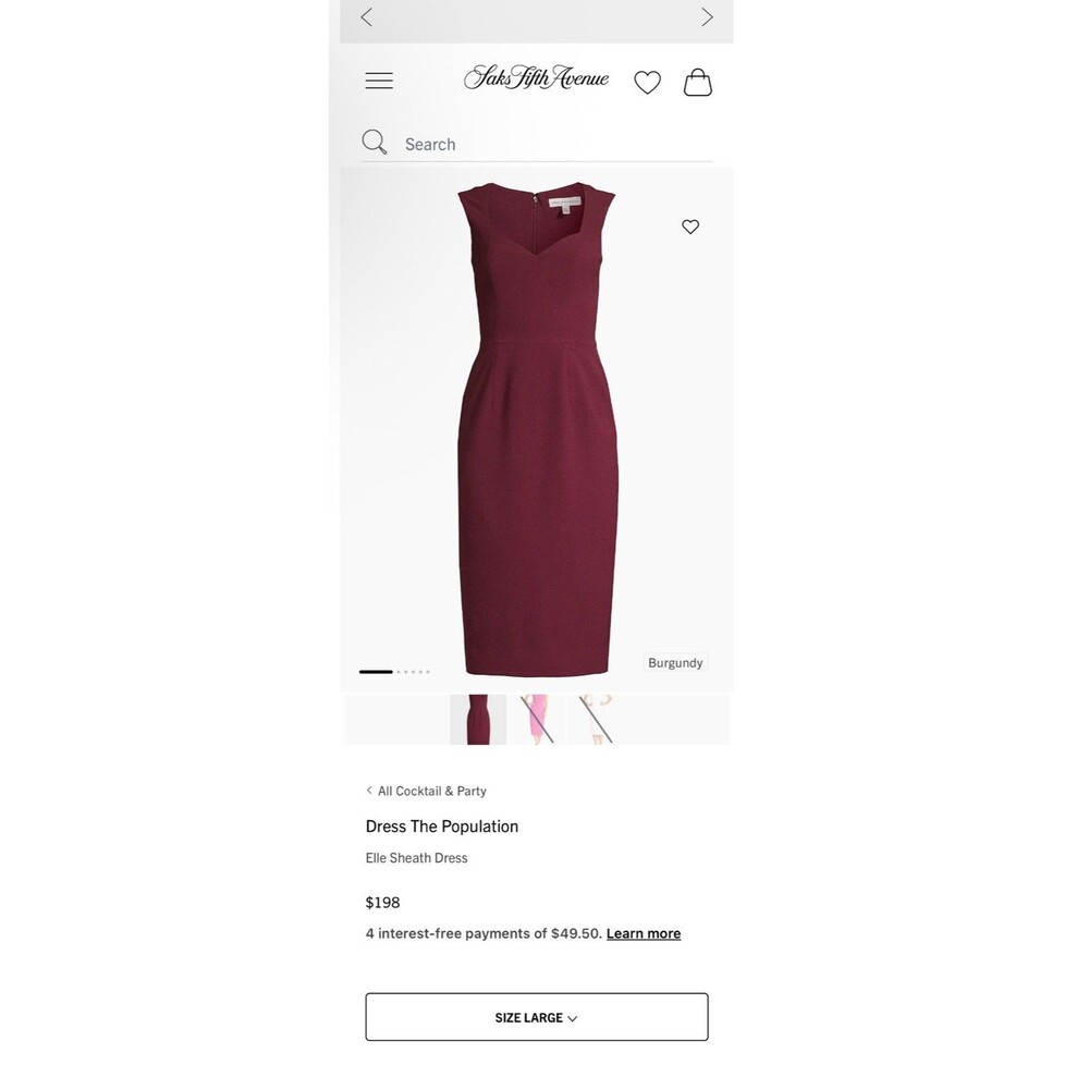 Dress The Population Sleeveless Elle Sheath Dress Dark Magenta NWOT Sz XXS $198 - Picture 10 of 15